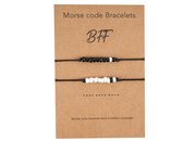 Armbanden set - BFF - Best Friends Forever - Vriendschap - Morse Code - Zwart/wit - Unisex - Lieve Jewels