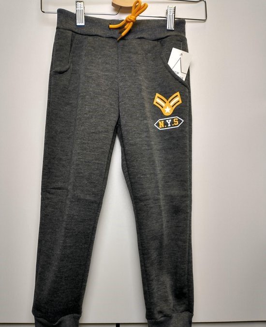 Pantalon de survêtement Garçons NYS gris avec cordon jaune 122/128