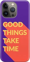 Apple iPhone 13 Pro Telefoonhoesje - Premium Hardcase Hoesje - Dun en stevig plastic - Met Quote - Good Things - Paars