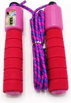 Doodadeals® | Springtouw met Teller | Springtouw Kinderen | Springtouw met Teller voor Kinderen | Roze | Multicolor Touw | Verstelbaar | Lengte 250 cm