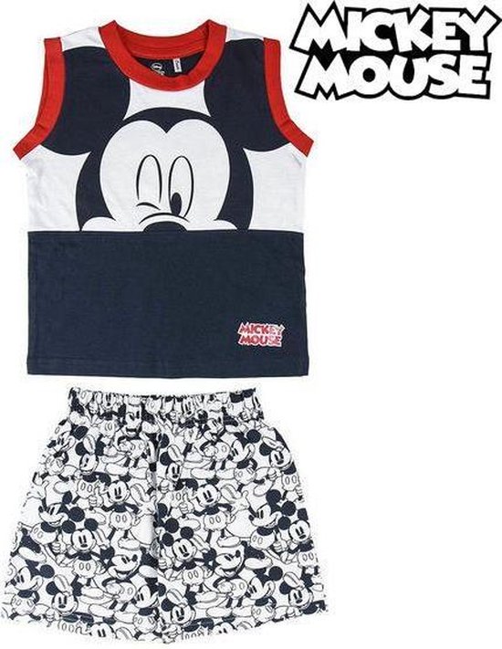 Disney- Mickey Mouse -kleuter/kinder - singlet - shortama - pyjama - 100% Jersey katoen- blauw- maat 110