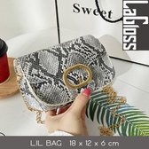 Lagloss Fashion Bag Tas Mode Wit - Klein Modisch Slang Tasje - Type Lil Bag - Imitatie Slangenleer SchouderTas Python - 19x15x7 cm