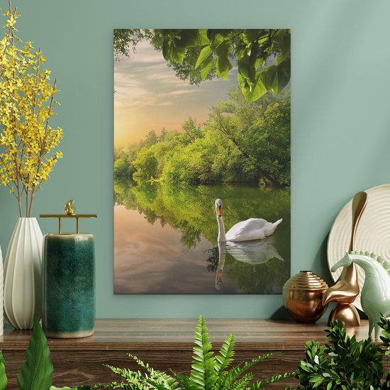 Artaza Peinture sur Toile Cygne sur l' Water dans la Forêt - 20x30 - Klein - Photo sur Toile - Impression sur Toile