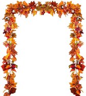 Herfst Decoratie | Herfstslinger | Herfstbladeren | 2 Stuks | Halloween | Feestdecoratie | Sfeerslinger | 1.7 Meter | Oranje, Rood, Groen