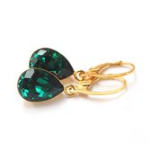 Jewels with Flair - oorbellen - verguld sterling zilver - emerald groen