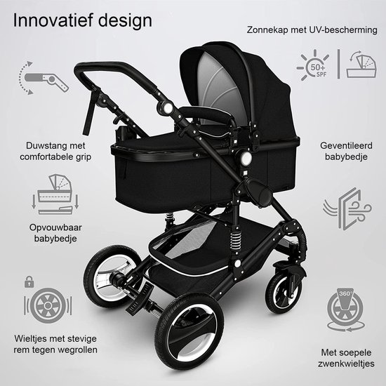 Kinderwagen 3 in 1 - met luiertas - Zwart van Kinder — afbeelding 4