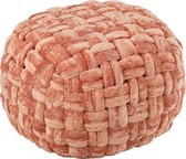 J-Line Poef Gehaakt Viscose Rond Roze/Oranje