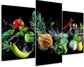 Schilderij - Groente en fruit in het water, 3 luik, premium print