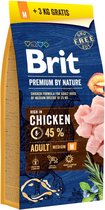 Brit Premium by Nature hondenvoer Adult M 15 + 3 kg GRATIS - Hond