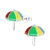 Joy|S - Zilveren parasol oorbellen - 12 mm - multicolor