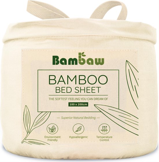 Bamboe Laken | Eco Laken 180 bij 200cm | Ivoor | Luxe Bamboe Beddengoed | Hypoallergeen laken | Puur Bamboe Viscose Rayon Hoeslaken| Ultra-ademende Stof | Bambaw