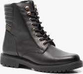 TwoDay leren dames veterboots - Zwart - Maat 41 - Echt leer