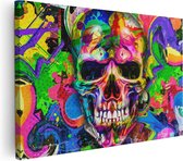 Artaza - Peinture sur toile - Tête de mort colorée - Tête de mort - Tête de mort - 120 x 80 - Groot - Photo sur toile - Impression sur toile