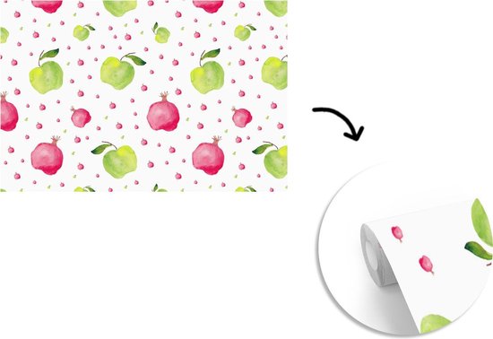 Behang - Fotobehang Appel - Granaatappel - Sjablonen - Breedte 390 cm x hoogte 260 cm