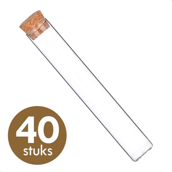 Dayshake Reageerbuisjes met kurk (40 stuks) - 15 cm x 2,5cm - Proefbuisjes glas