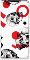 Bookstyle Case Xiaomi Redmi 9 Smart Cover Skull Red