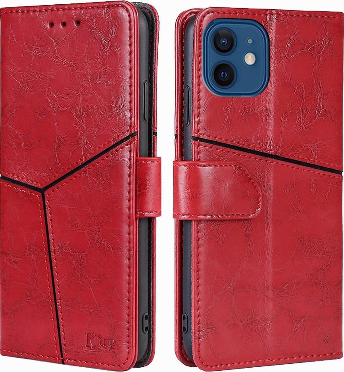 Apple iPhone 13 Bookcase | Hoogwaardig PU Leren Hoesje | Lederen Wallet Case | Luxe Uitstraling | Pasjeshouder | Rood