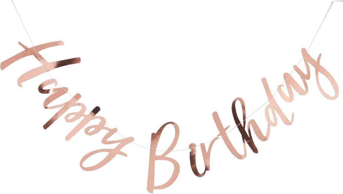 Happy Birthday Letterslinger - Slinger - Rosé Goud / Roze - Verjaardag - 1 m x 5 m Touw