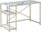 Luxe Bureautafel - Bureau - Metaal - Marmerlook - Goud Accenten - Computertafel - Thuiskantoor - 120 x 60 x 75 cm