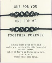 Armband mama / papa - 2 stuks - kralen - zwart - wish armband