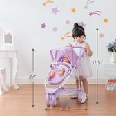 Olivia's Little World 2 in 1 Poppenwagen buggy voor babypop opvouwbaar paars OL-00010