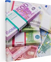 Artaza Canvas Schilderij Euro Geld Briefjes - Stapels  - 30x30 - Klein - Foto Op Canvas - Canvas Print
