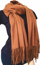 Lange Warme Dames Sjaal - Effen - Unisex - Oranje Bruin - 180 x 78cm (D19)