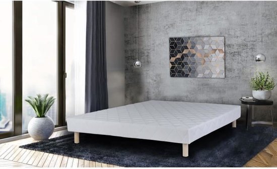 Ysmée Decoratief gewatteerde bedbodem met 14 multiplex-latten PANACEA van DREAMEA - Wit - 140x190 cm L 188 cm x H 30 cm x D 138 cm