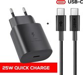 WISEQ Samsung Oplader met USB C Kabel - 25W Snellader - Zwart