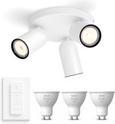 Philips Hue Pongee Opbouwspot (Wit) - Warmwit Licht - Incl. Hue Dimmer Switch - Plafondspot met 3 Lichtpunten - GU10 - Hue White