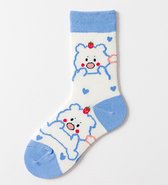 Sokken Dames - blauw - leuke print zeehond - 36-40 - cadeau - voor haar