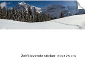 Kerstdorp achtergrond - 60x175 cm - sticker- Winterpanorama kerstdorp achtergrond met sneeuw en bergen - kerstdecoratie binnen - winterlandschap - kerstinterieur - modeltreinen