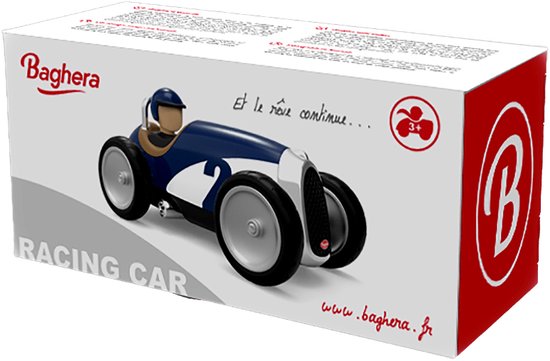 Baghera Toys: Racing Car BLAUW (#482) 18x9x10cm, in geschenkdoos