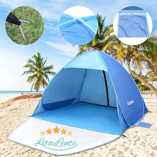 Praktisch Perth Blackborough Nuttig Strandtent- pop-up strandtent-draagbare tent-Anti-UV 50+ - blauw met  draagtas -... | bol.com