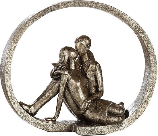 Gilde Handwerk - Sculptuur - Circle of love - Goudkleurig - Polyresin - 23.5 cm hoog