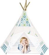 Tipi Tent Kinderen - Kinderspeeltent - Blauw/Beige - 150 cm hoog - Wigwam