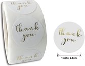 500x 'Thank you' stickers - Wit - Hobby - Kaart stickers - Stickers - Bedankt stickers - Thank you stickers - Trouwerij - Bruiloft - Goudkleurig - Rond - Op rol - Bedrijfstickers -