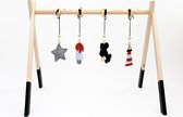 Skodie Babygym – Babygym hout – Baby speelgoed – Baby – Baby speelgoed 0 tot 6 maanden - Rood Zwart - Cadeauverpakking
