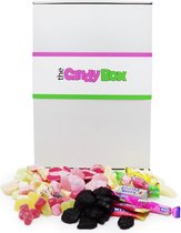 The Candy Box Snoep drop mix pakket & Snoepgoed doos - Zo dat is lekker zeg! - 0,5 Kg - Banaantjes, Schuimpjes, Moa Mix, Haribo varkentjes, Verrassing , Zachte zoete drop, TumTum