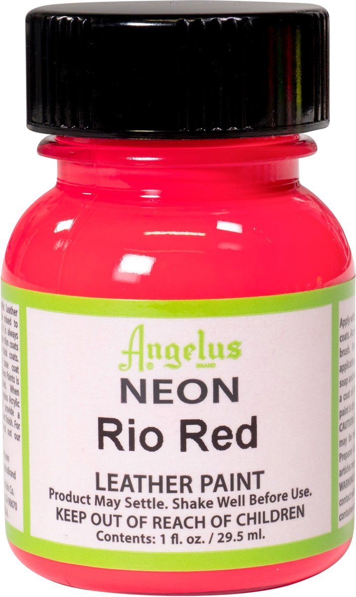 Angelus Leather Acrylic Paint - textielverf voor leren stoffen - acrylbasis - Neon Rio Red - 29,5ml