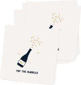 POP THE BUBBLES - FEEST - 10 gevouwen luxe wenskaarten inclusief envelop - ansichtkaart - feestdagen - uitnodiging  - iets te vieren - happy new year - zomaar - champagne - bubbels - nieuwjaar - jubileum