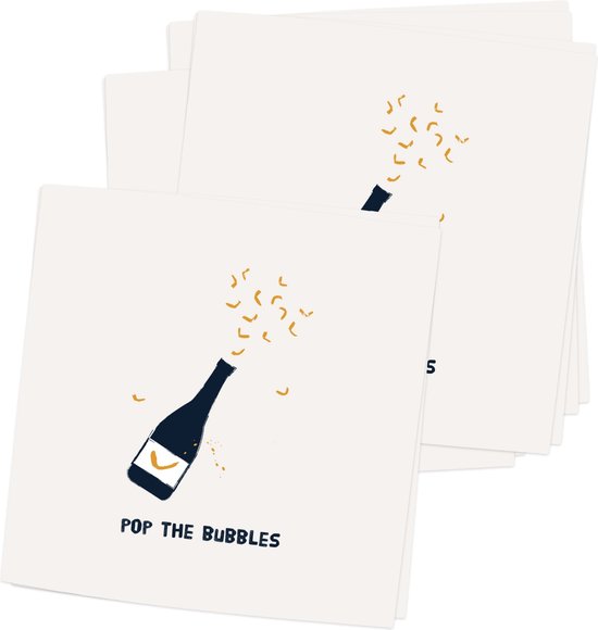FEEST - CELEBRATIONS - 10 gevouwen luxe wenskaarten inclusief envelop - ansichtkaart - pop the bubbles - feestdagen - uitnodiging - iets te vieren - happy new year - zomaar - champagne - bubbels - nieuwjaar - jubileum
