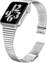 Geschikt voor Apple Watch bandje 38 / 40 / 41 mm - Series 1 2 3 4 5 6 7 8 SE - Smartwatch iWatch horloge band - 38mm 40mm 41mm - Fungus - RVS metaal - Streep smal - Zilver