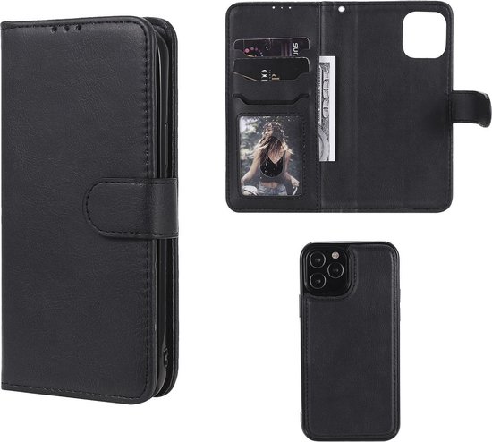 Foto: Iphone 12 iphone 12 pro hoesje mobydefend luxe 2 in 1 wallet book case met uitneembare backcover zwart gsm hoesje telefoonhoesje geschikt voor iphone 12 iphone 12 pro