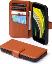 iPhone SE (2020/2022) / iPhone 7 / iPhone 8 Hoesje - Luxe MobyDefend Wallet Bookcase - Lichtbruin - GSM Hoesje - Telefoonhoesje Geschikt Voor: Apple iPhone SE (2020/2022) / iPhone