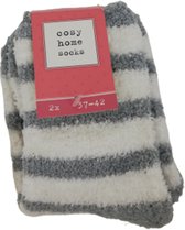 Warme Comfy Home sokken - Huissokken - Sokken - kindersokken - Grijs Wit - Maat 37 - 42 - 1 paar