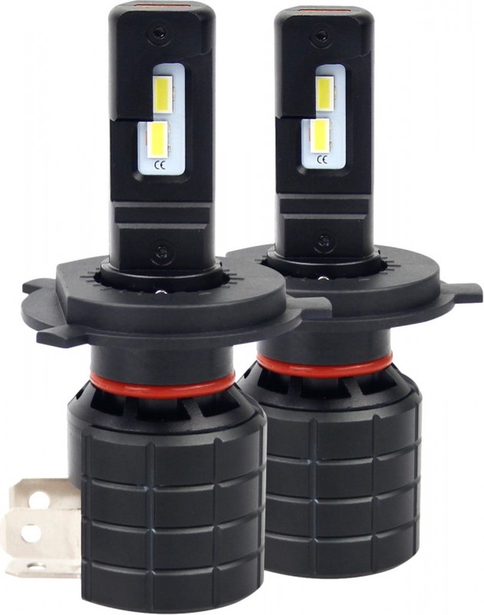 H4 koplamp set | 2x 2-SMD LED daglichtwit 6000K - 5000 Lm/stuk | CAN-BUS 12V - 24V DC