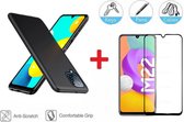 2-In-1 Screenprotector Hoesje Bescherming Protector Set Geschikt Voor Samsung Galaxy M22 (6.4 Inch) - Full Cover 3D Edge Tempered Glass Screen Protector  Siliconen Back Hoes Case -