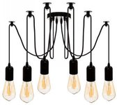 Hanglamp - Zwart - Voor binnen - Met 6 lichtpunten - E27 fitting