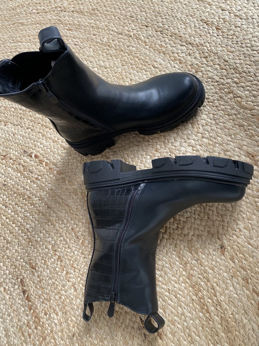 Shoekueen Dames Laarzen Croco Zwart 37